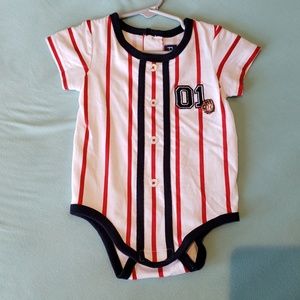 100% cotton baseball onesie 12 mnth